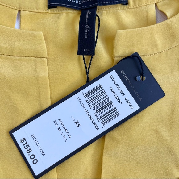 NWT BCBG Yellow Kayleen Silk Halter With Draped Hem Top - Picture 5 of 5